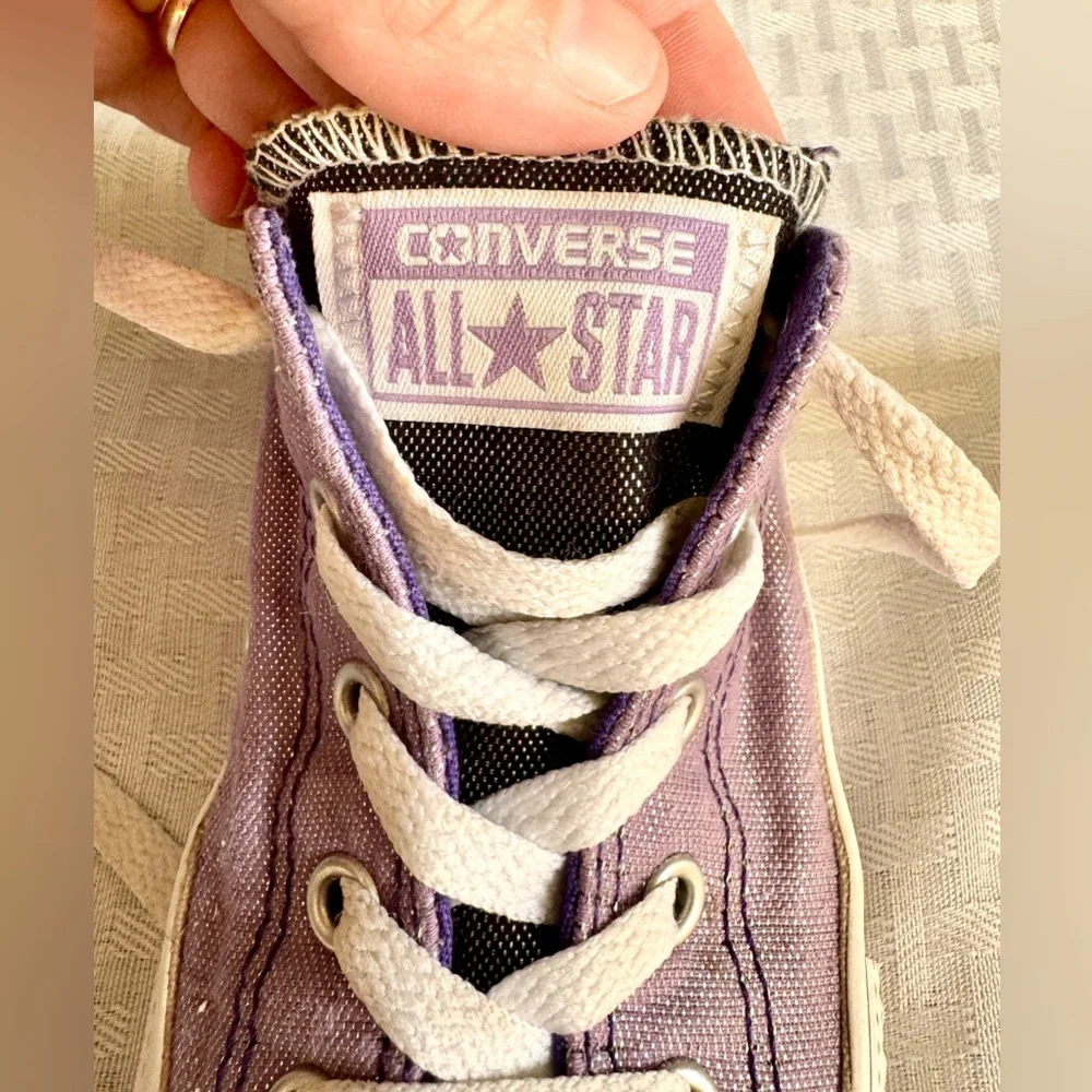 Converse Chuck Taylor All Star Girls Purple Glitter Low‎ Top Sneakers Youth 1.5